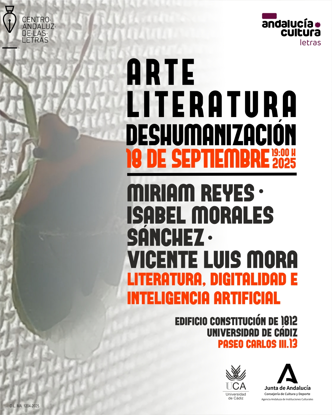 Literatura,  digitalidad e inteligencia artificial. Ciclo del Centro Andaluz de las Letras en la U. de Cádiz