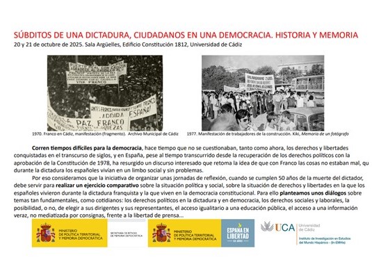 SÚBDITOS DE UNA DICTADURA, CIUDADANOS EN UNA DEMOCRACIA. HISTORIA Y MEMORIA 20 y 21 de octubre de 2025