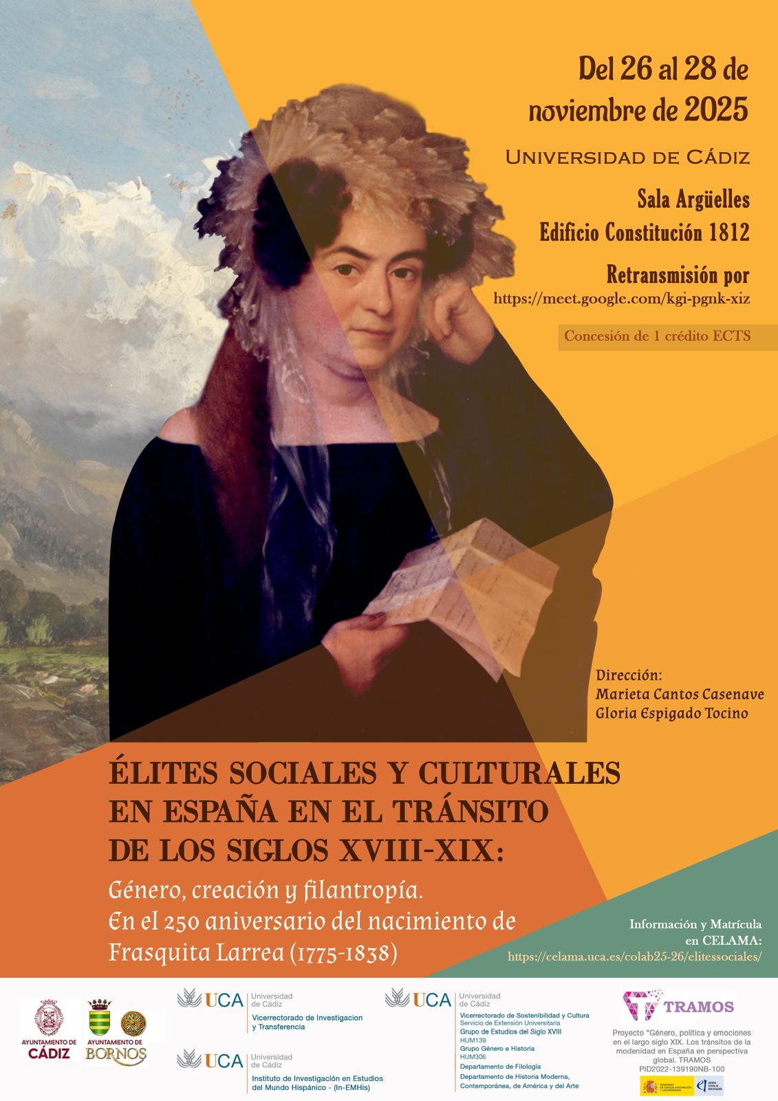 26-28 de noviembre Élites sociales y culturales en España en el tránsito de los siglos XVIII-XIX